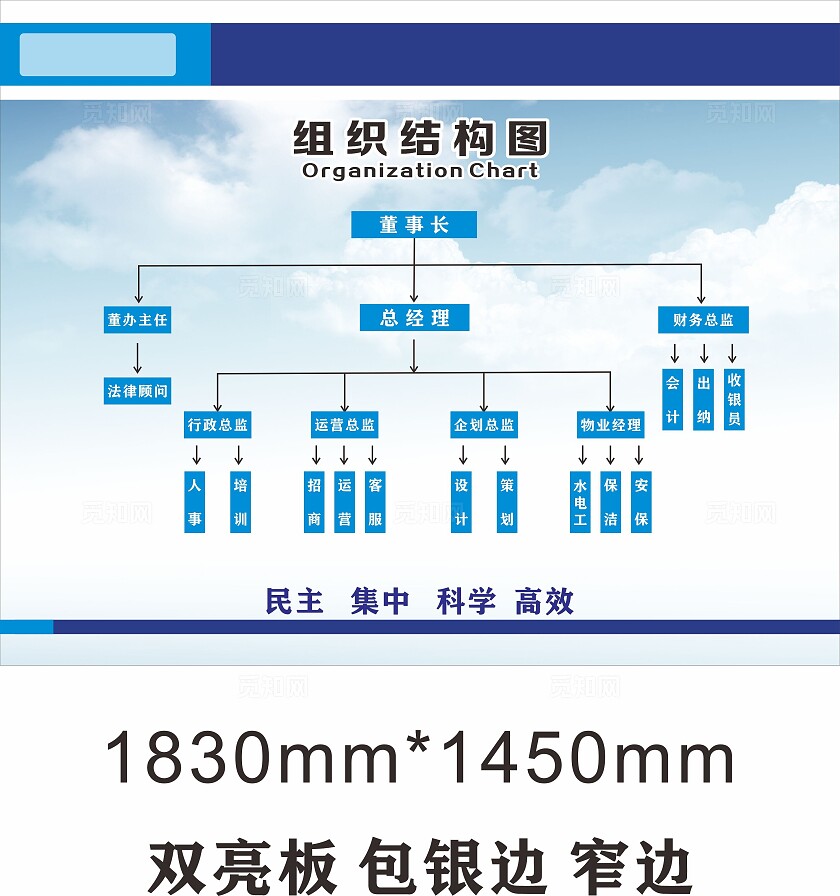 蓝色组织结构图展板已转曲常规