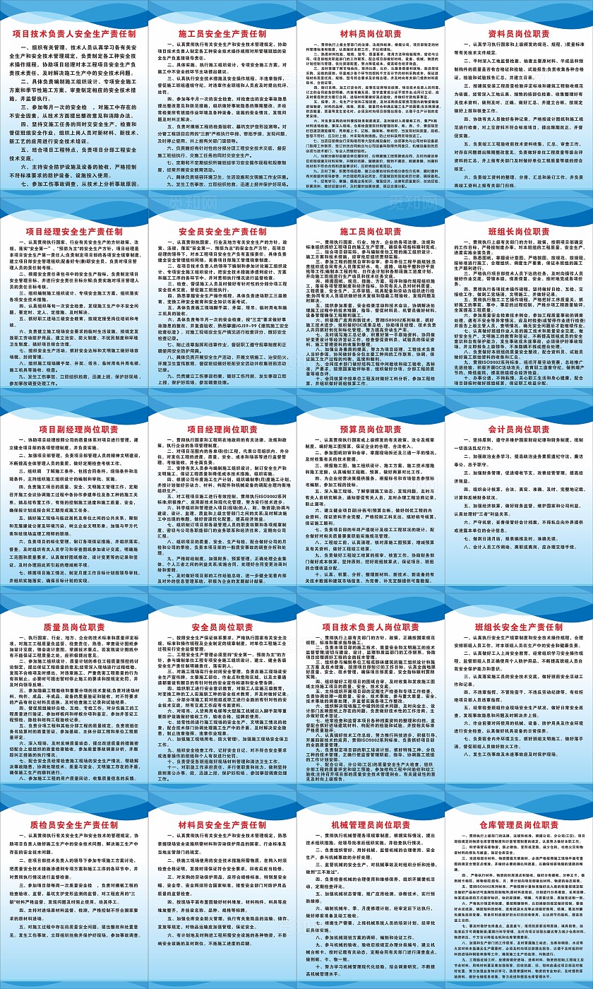 蓝色项目施工安全岗位职责制度非转曲常规
