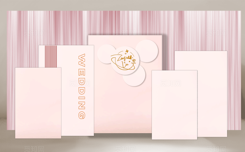 粉色韩式婚礼舞台效果图