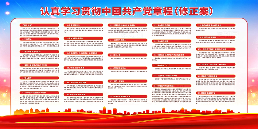 党的二十大党章重要修改速览党建展板背景