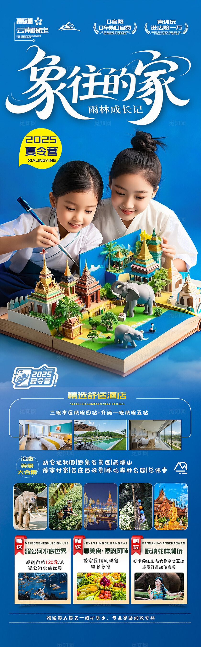 蓝色版纳向往的家研学宣传海报