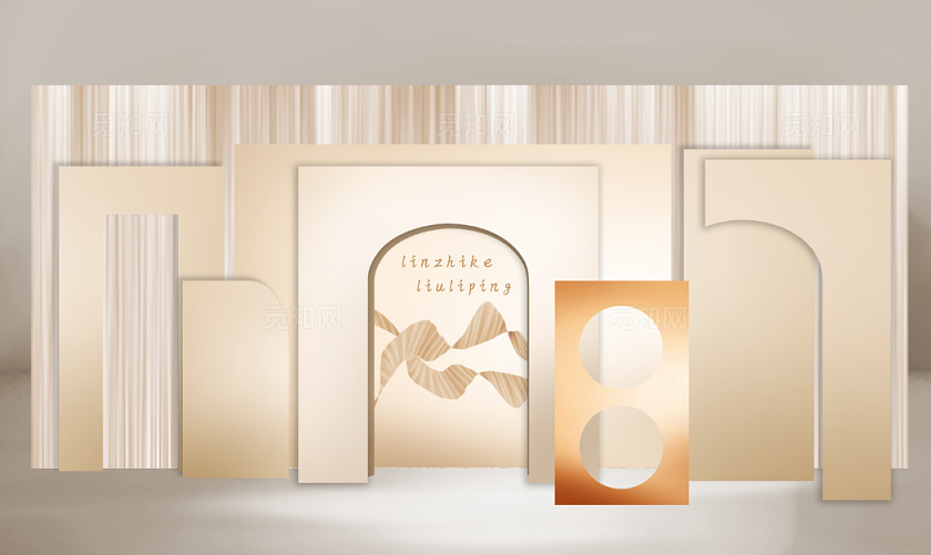 香槟色韩式婚礼舞台效果图