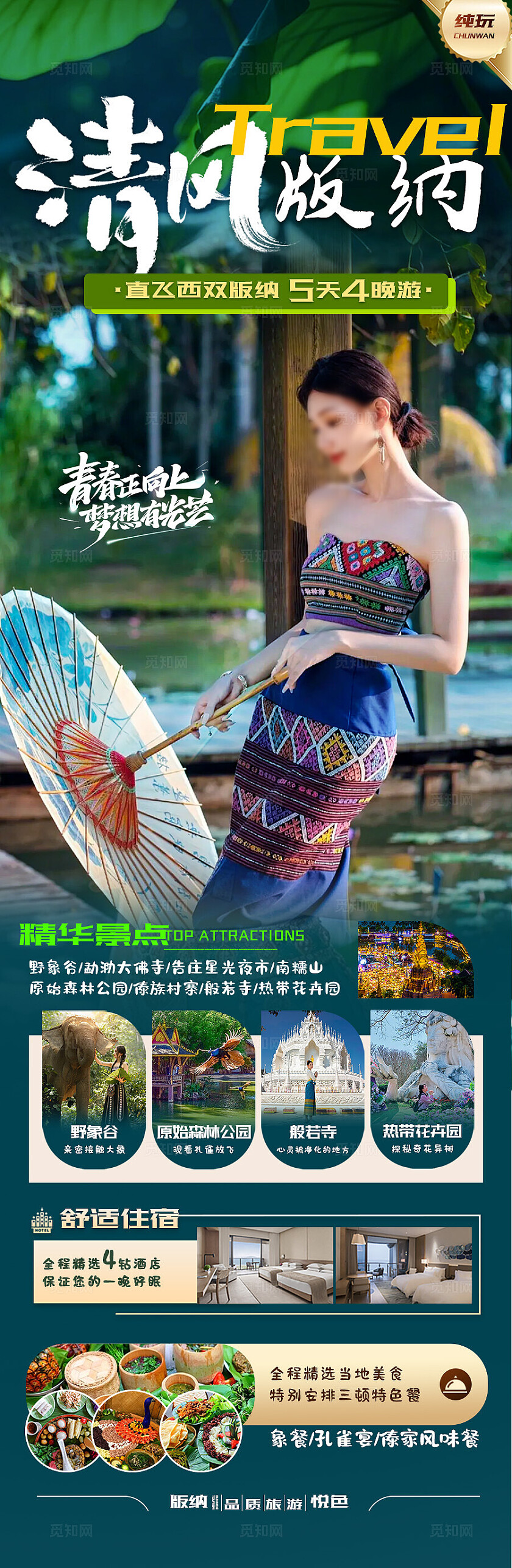 西双版纳旅游绿色版纳清风版纳旅游宣传海报