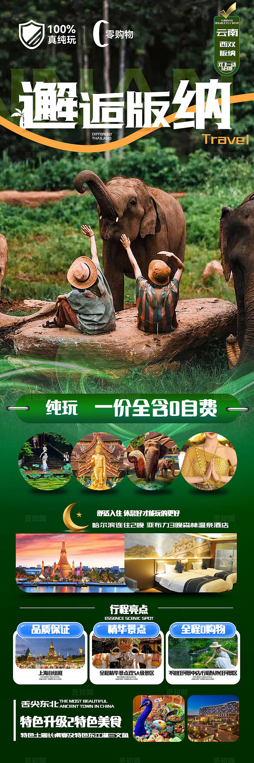 西双版纳旅游绿色版纳邂逅版纳旅游宣传海报