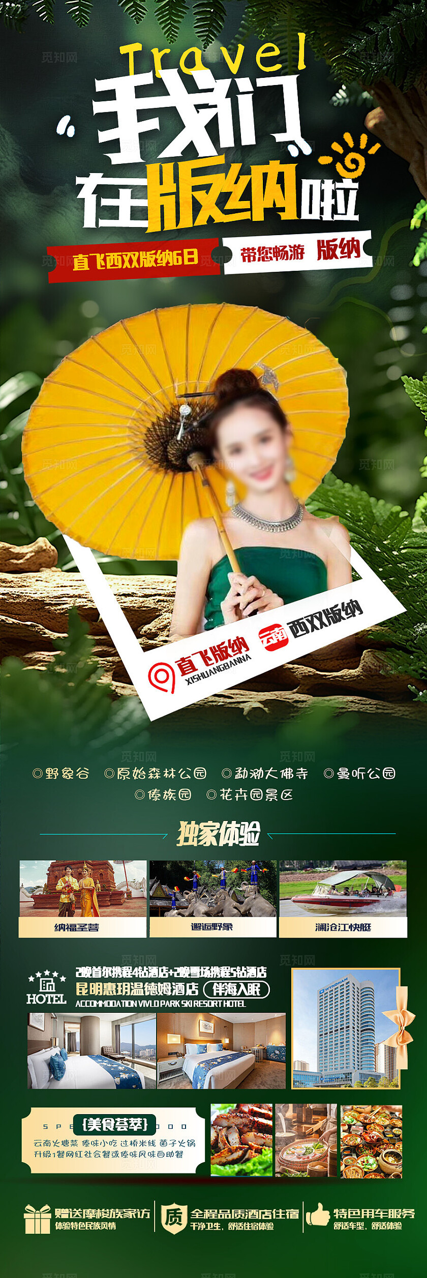 西双版纳旅游绿色版纳我们要去版纳了旅游宣传海报