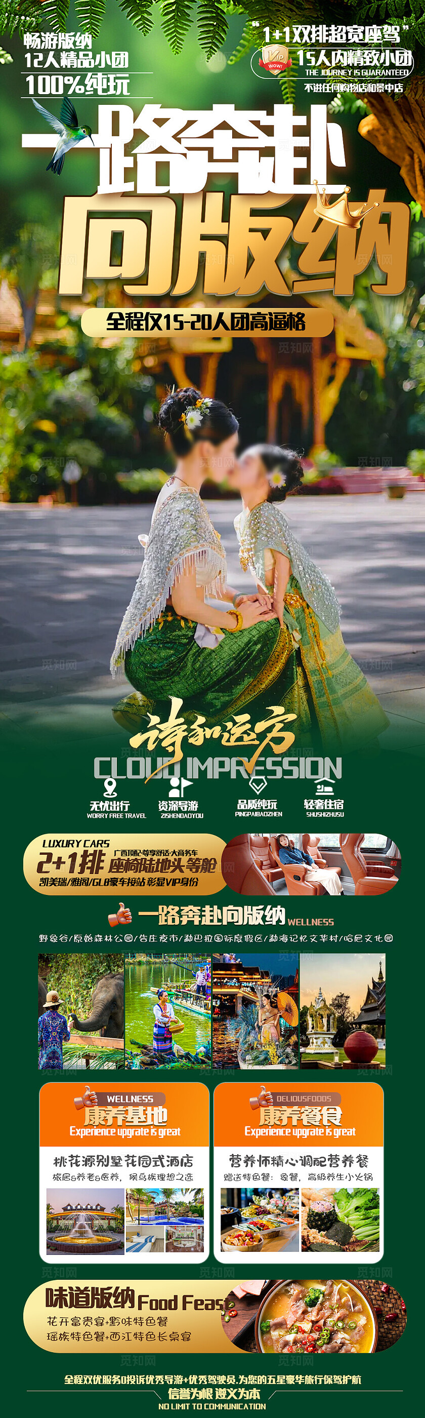 西双版纳旅游绿色版纳一路奔赴向版纳旅游宣传海报