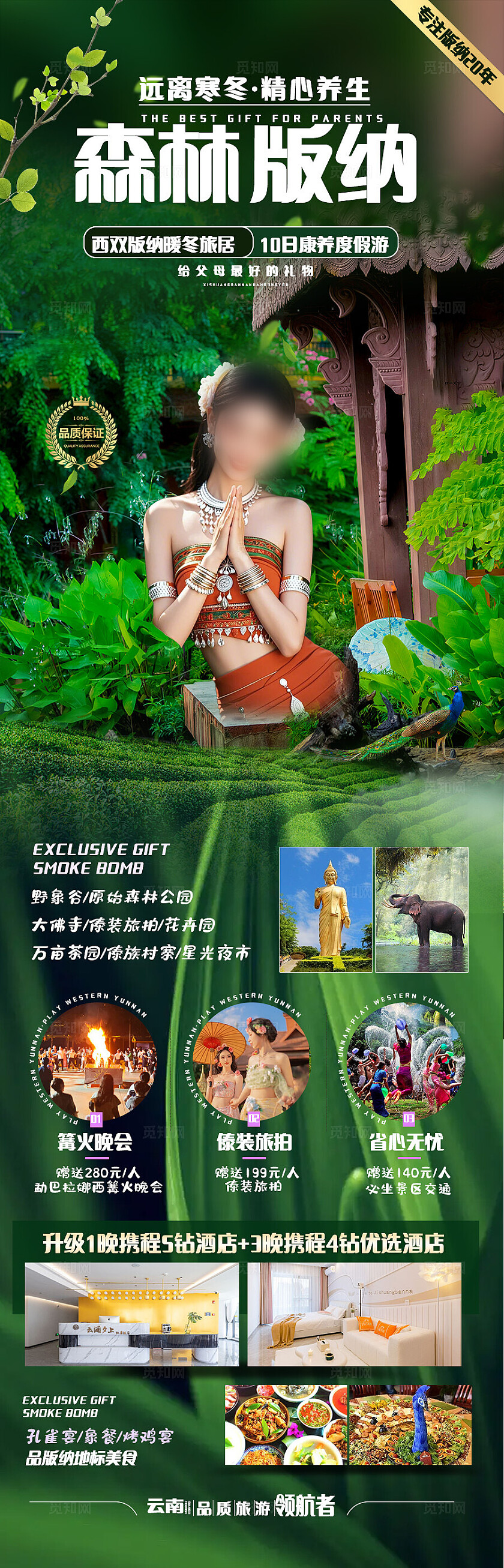 西双版纳旅游绿色森林康养旅游宣传海报