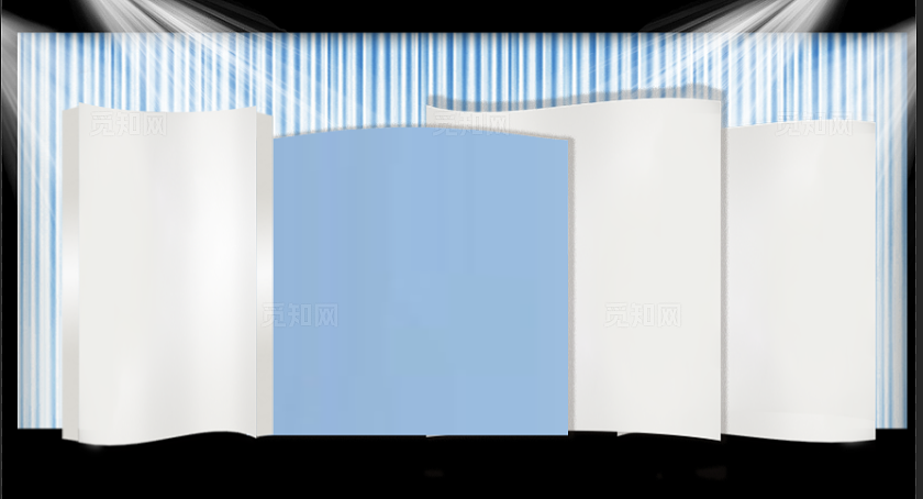 蓝白色韩式婚礼舞台背景效果图