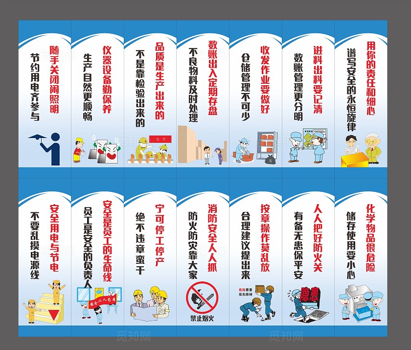 蓝色企业安全生产杜绝浪费宣传标语非转曲常规