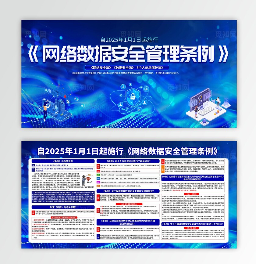 蓝色科技创意2025年国家网络安全宣传周宣传展板