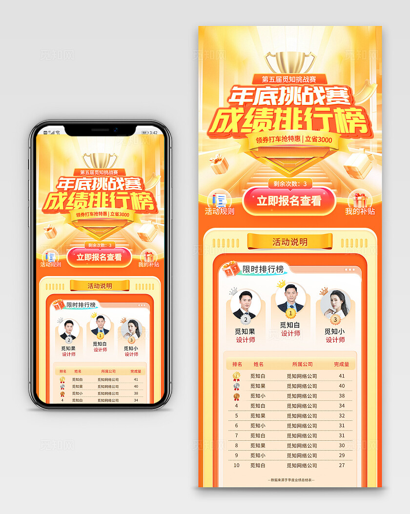 红色简约年底销售挑战赛排行榜手机长图宣传