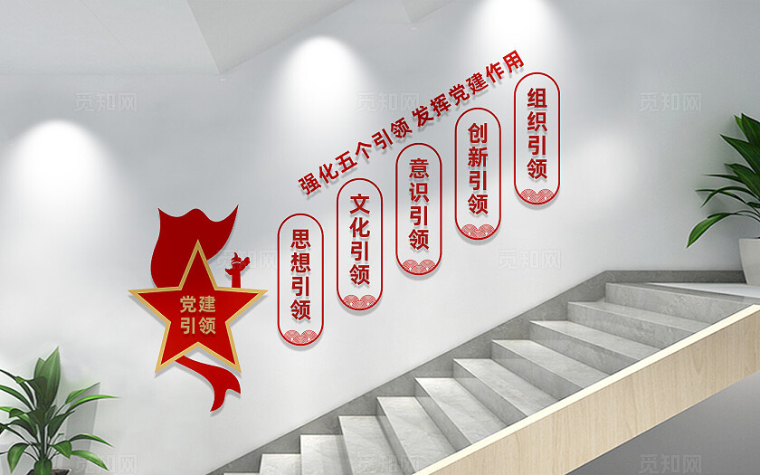 党建引领楼梯文化墙宣传标语