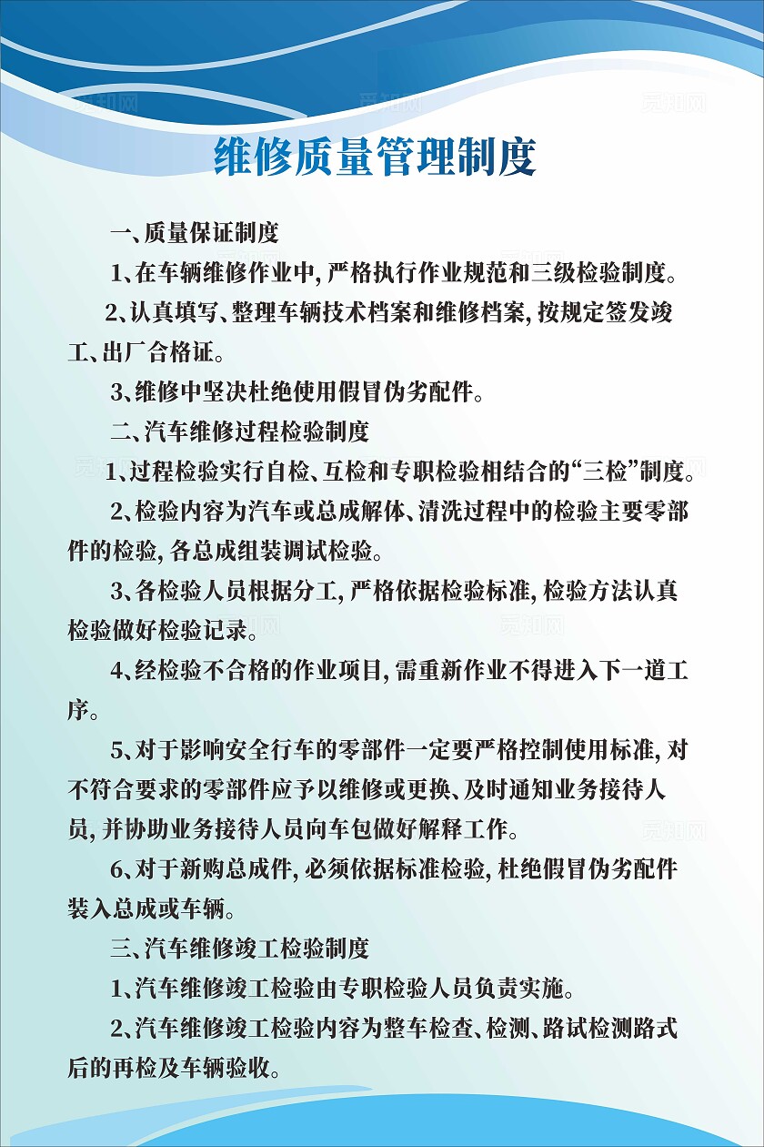 汽车管理制度模板牌