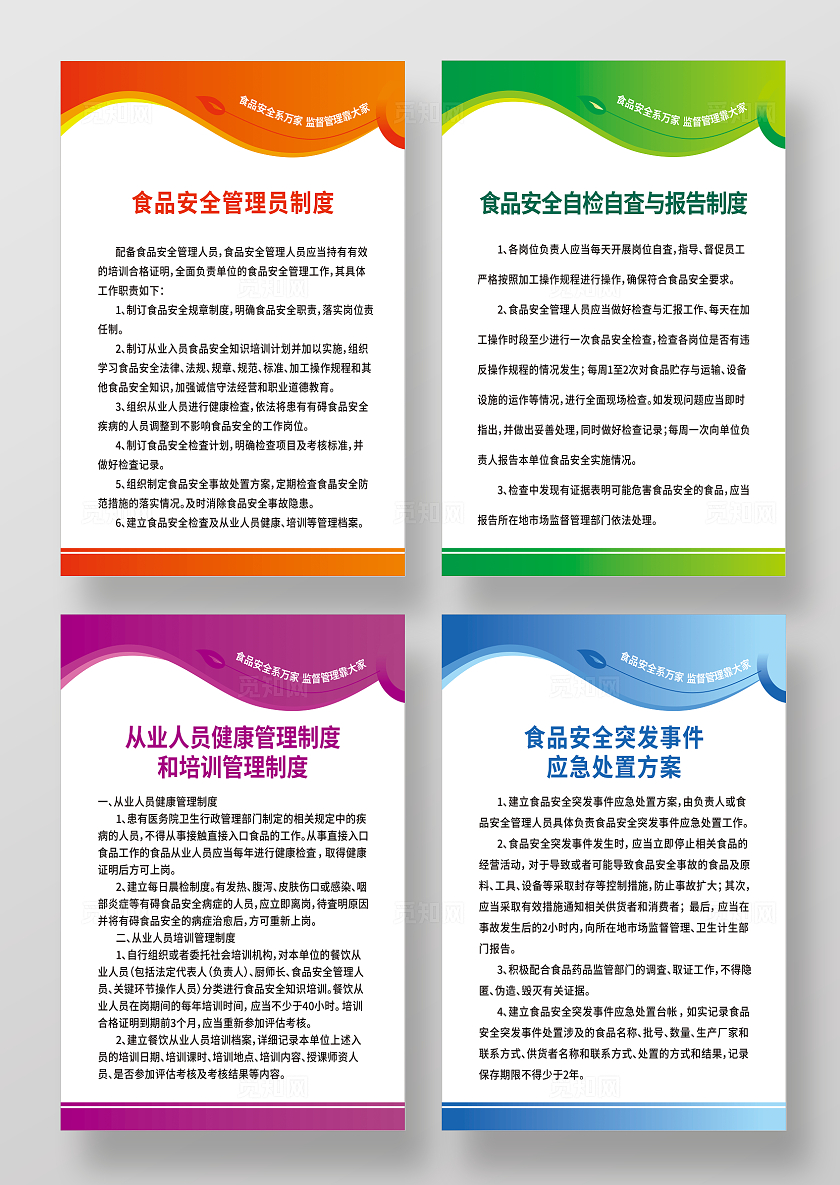 原创食品安全制度牌