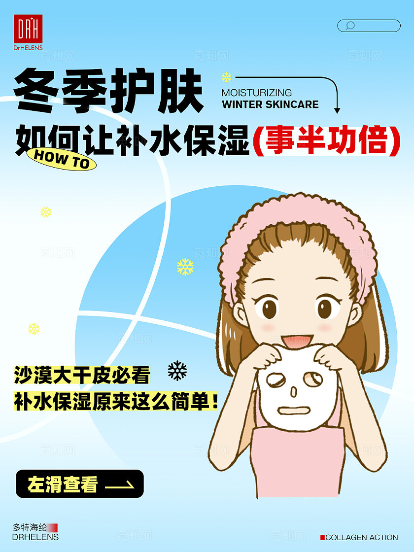 医美美容护肤蓝色 卡通 美妆护肤 知识科普 小红书笔记封面海报