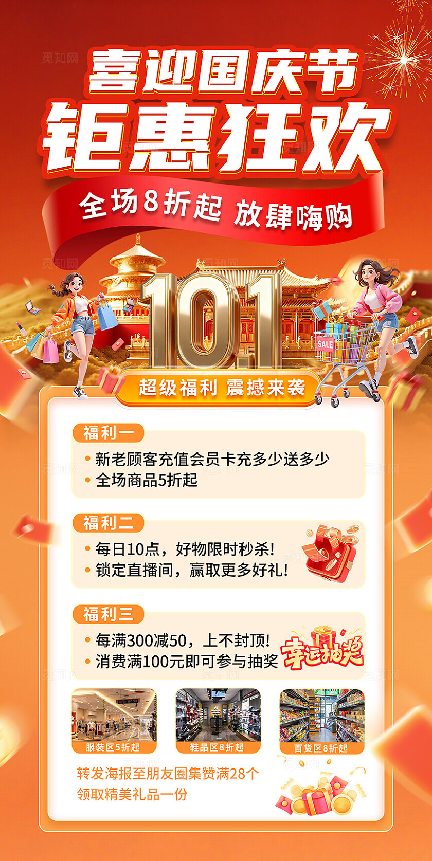 橙色大气国庆活动促销海报
