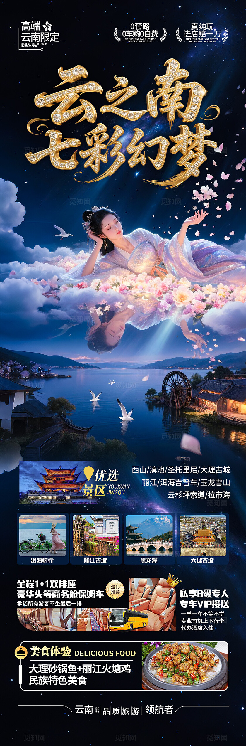 深蓝色云南云之南七彩幻梦旅游宣传海报