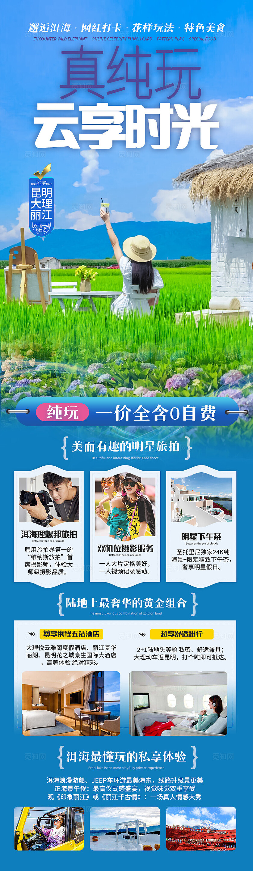 蓝色云南昆大力旅游宣传海报