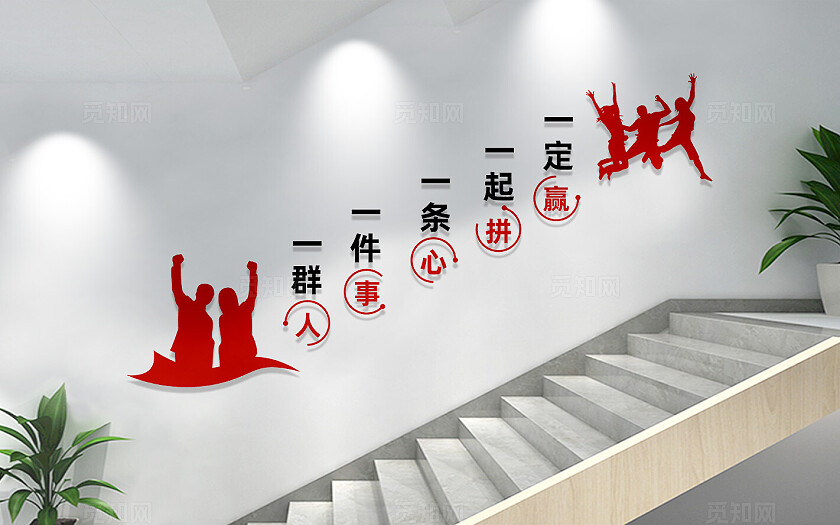 公司企业楼梯文化墙宣传标语