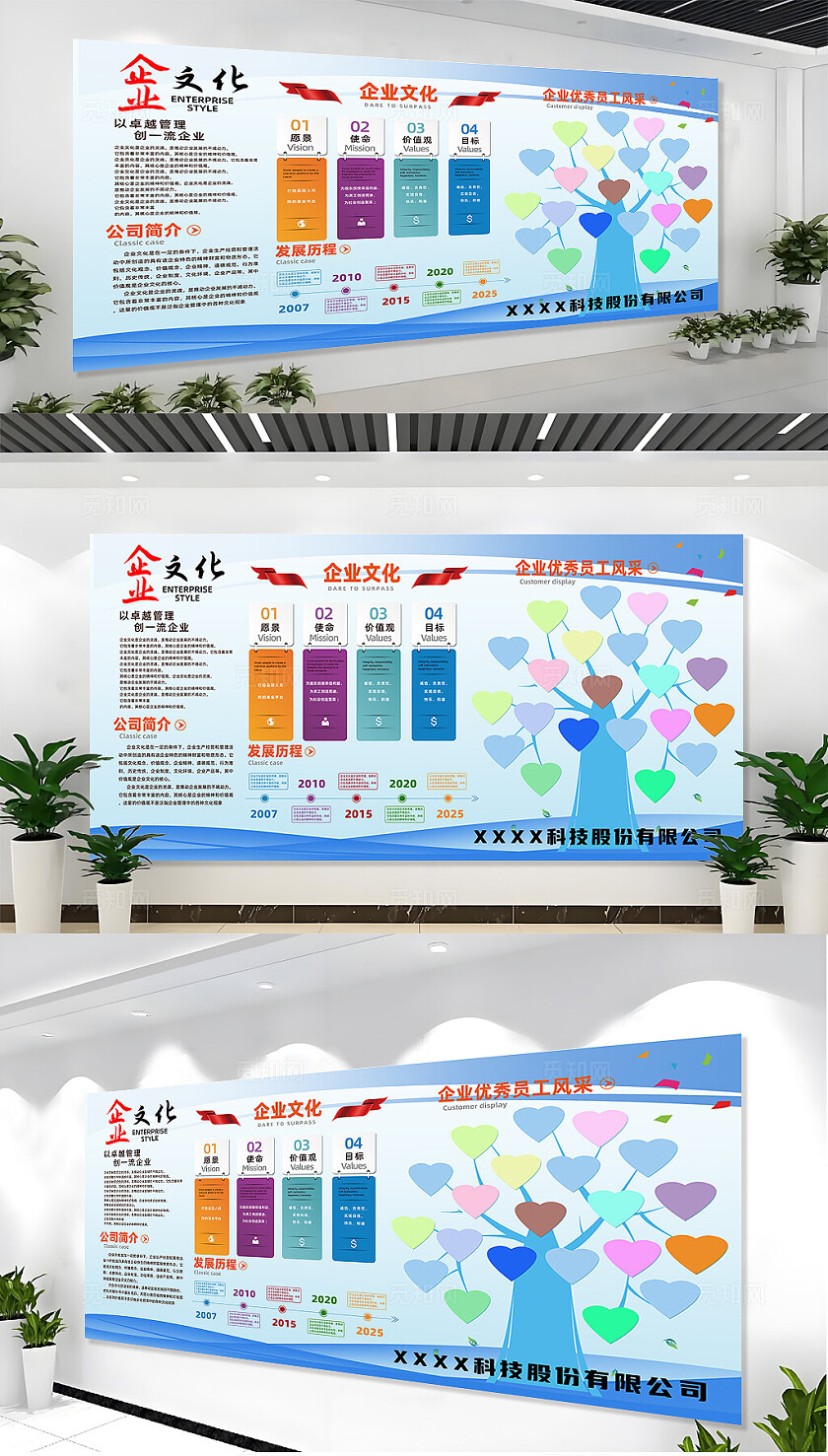 蓝绿色渐变简约大气商务风企业简介公司简介展板