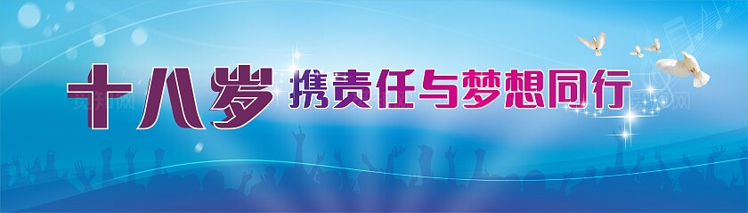 蓝色和平鸽十八岁携责任与梦想同行展板非转曲常规