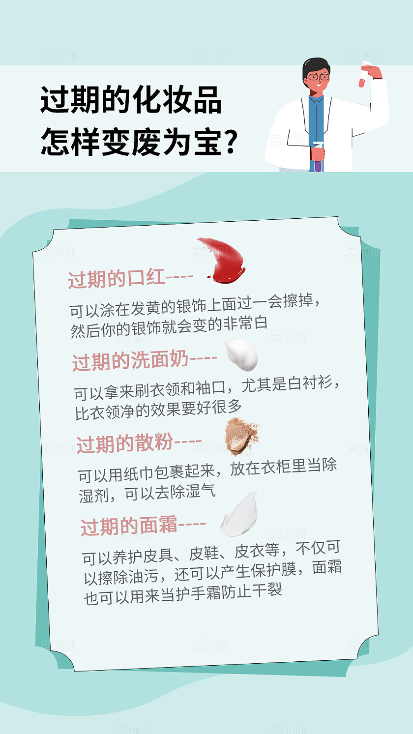 绿色小清新美妆护肤知识科普小红书笔记封面海报