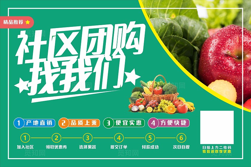 绿色社区团购宣传展板非转曲常规