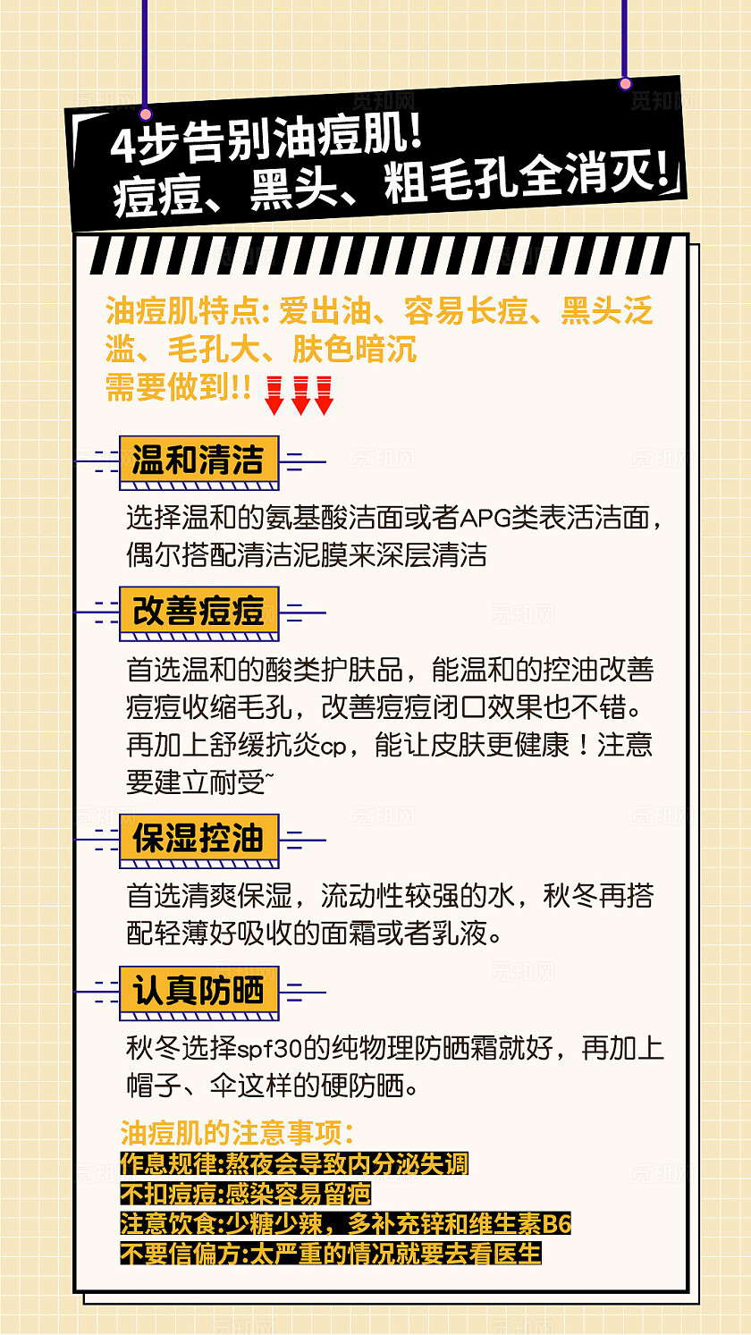 黄色创意排版美妆护肤知识科普小红书笔记内容排版