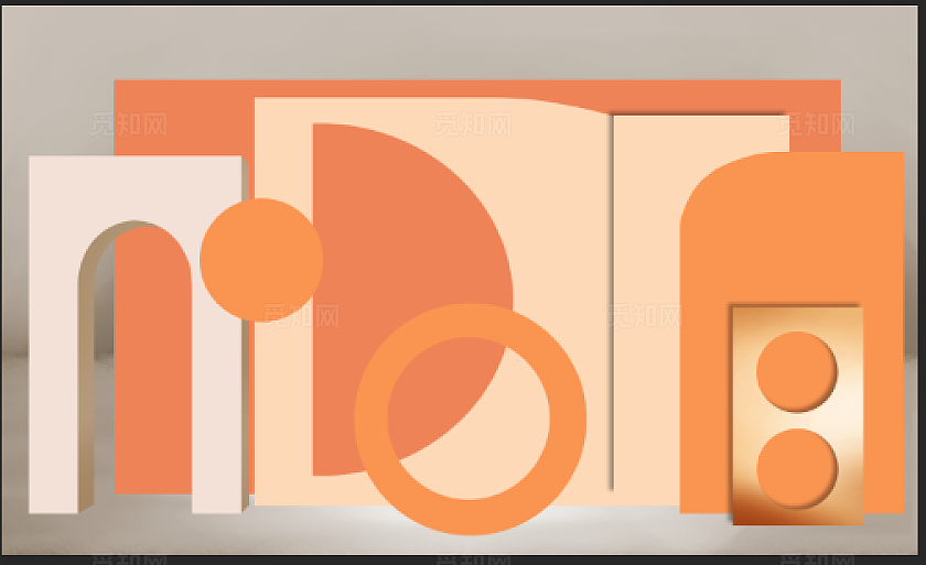 香槟橙撞色欧式婚礼舞台效果图