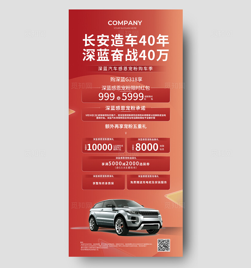 红色简约长安汽车促销手机海报 宣传