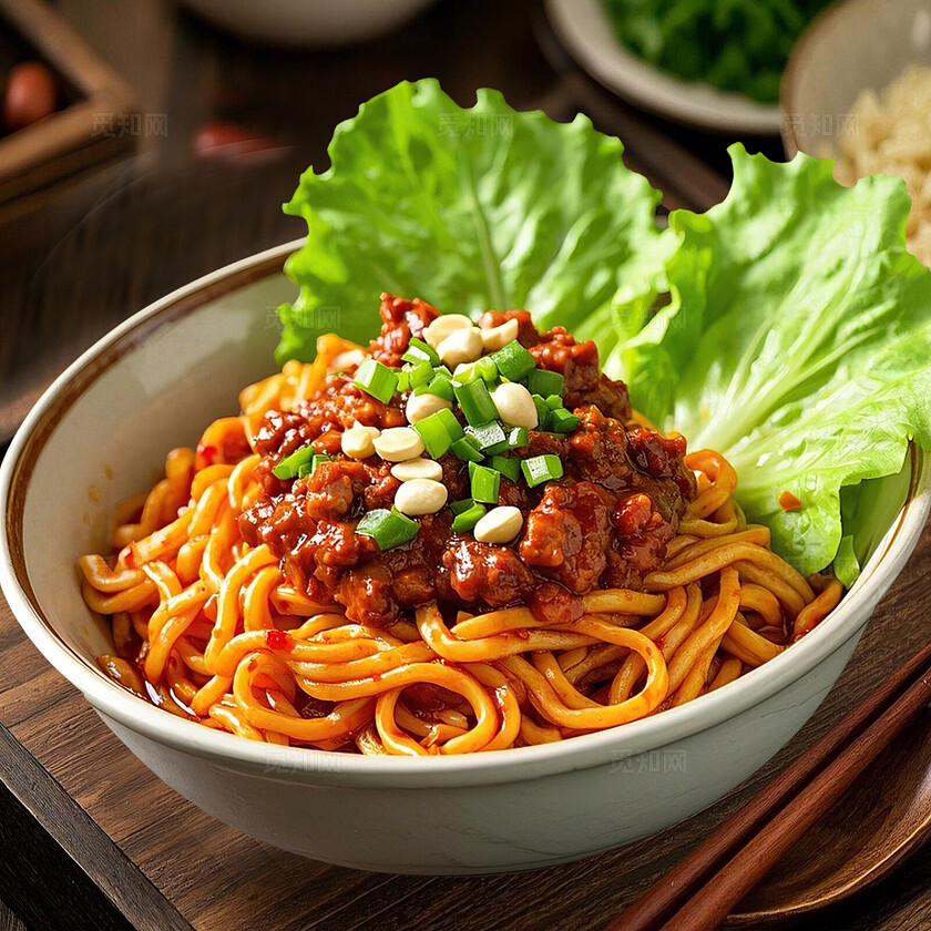 橙色手绘风拌面美食餐饮首页三件套背景banner主图设计