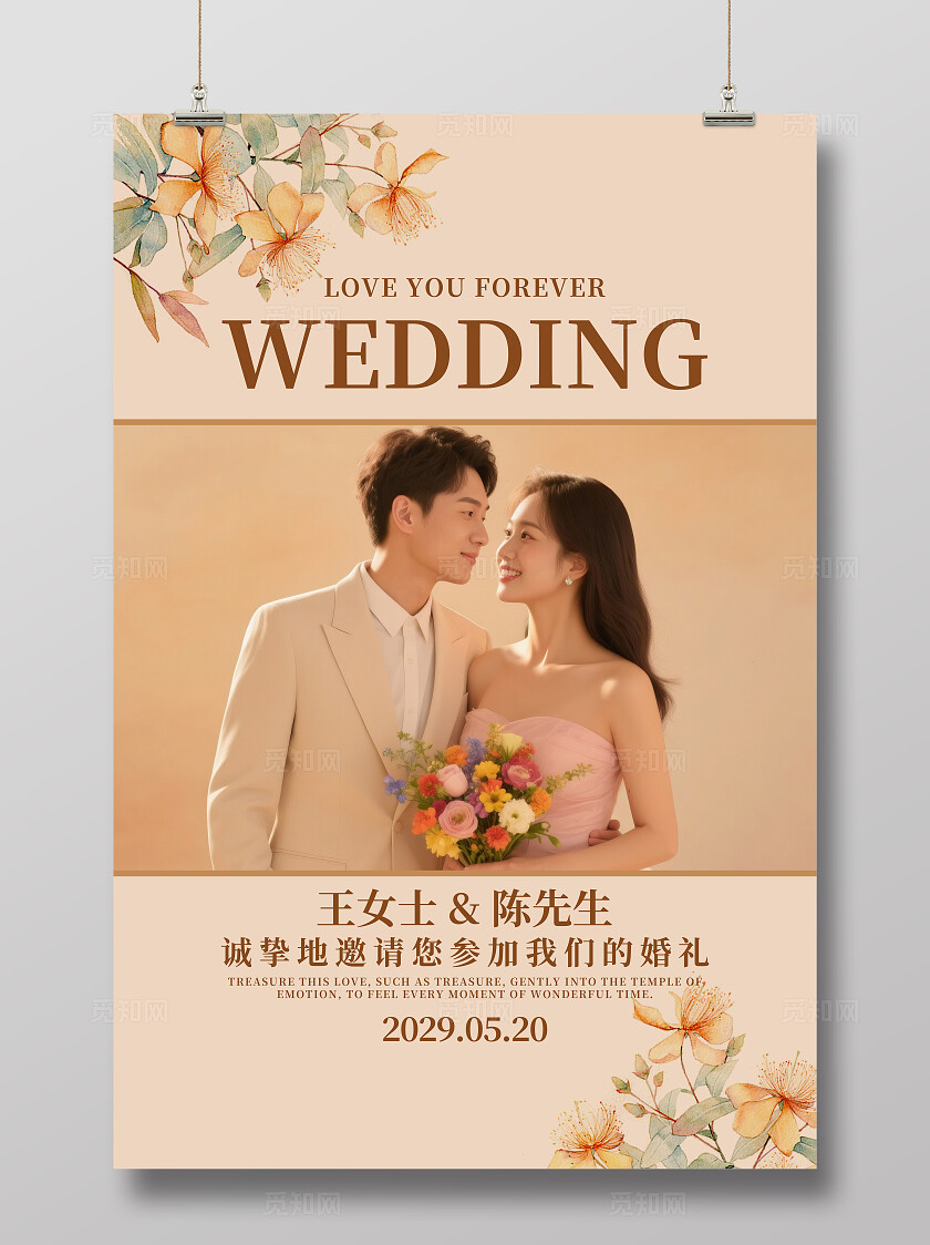 花卉婚礼结婚海报婚礼迎宾牌