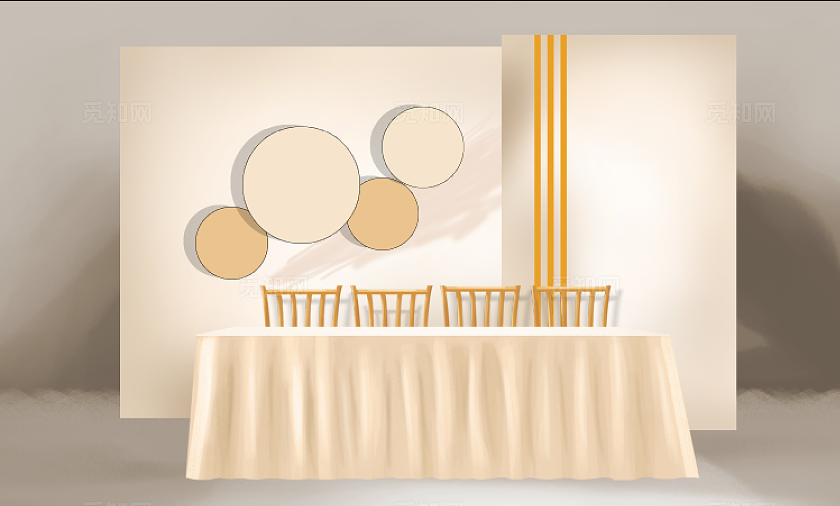 香槟色韩式婚礼签到台效果图