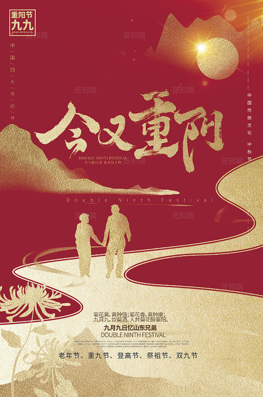 时尚大气九九重阳敬老爱老重阳节宣传海报