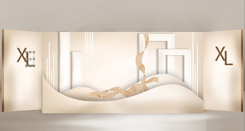 香槟色韩式婚礼舞台效果图