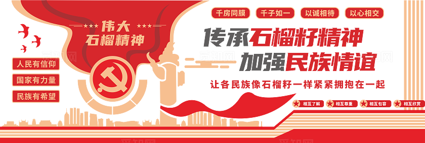 石榴籽精神民族团结文化墙党建标语文化墙