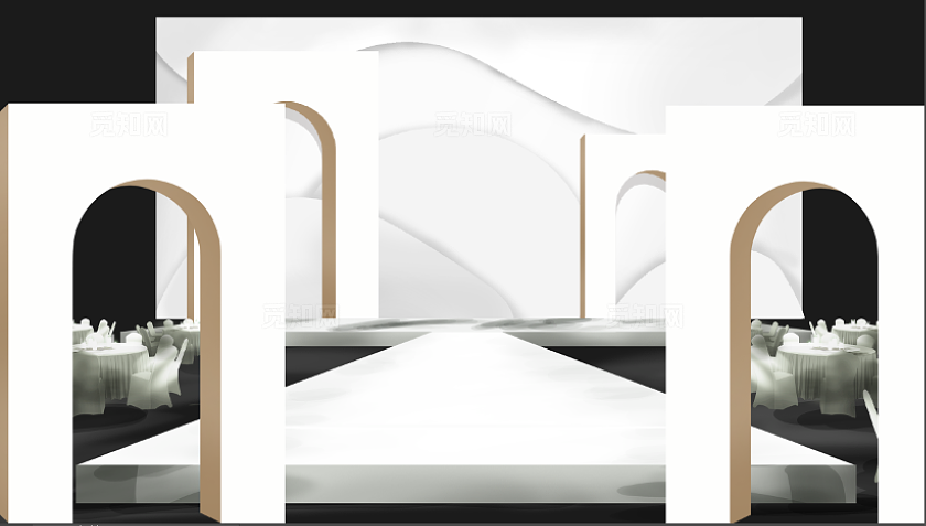 白色韩式婚礼T台婚礼效果图