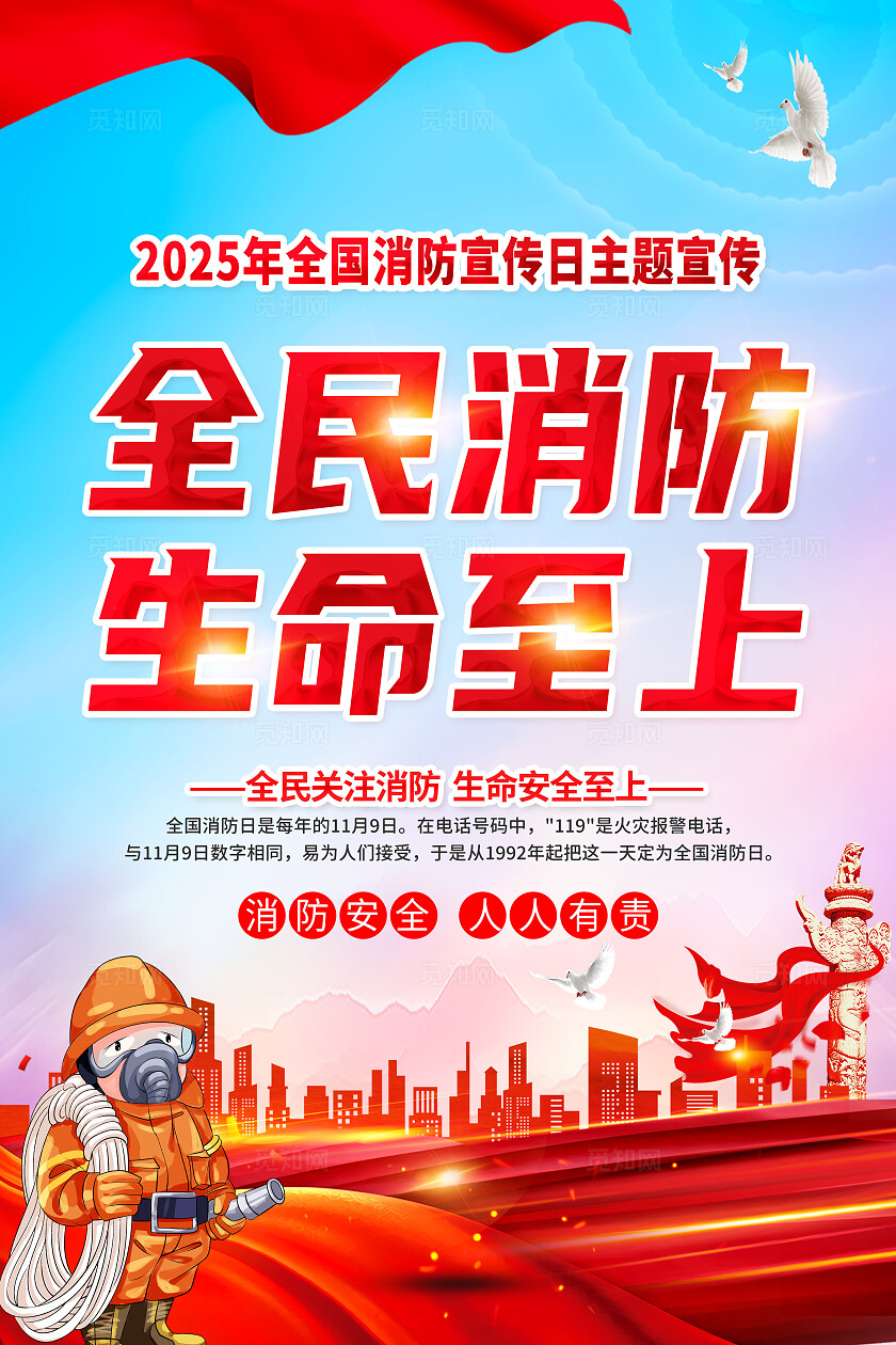 2025全国消防日宣传海报全国消防日展板