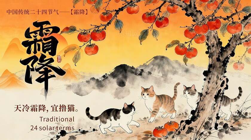 霜降传统节气地产祝福借势海报