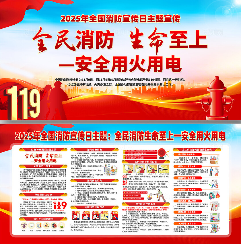 2025年全国消防日展板宣传栏