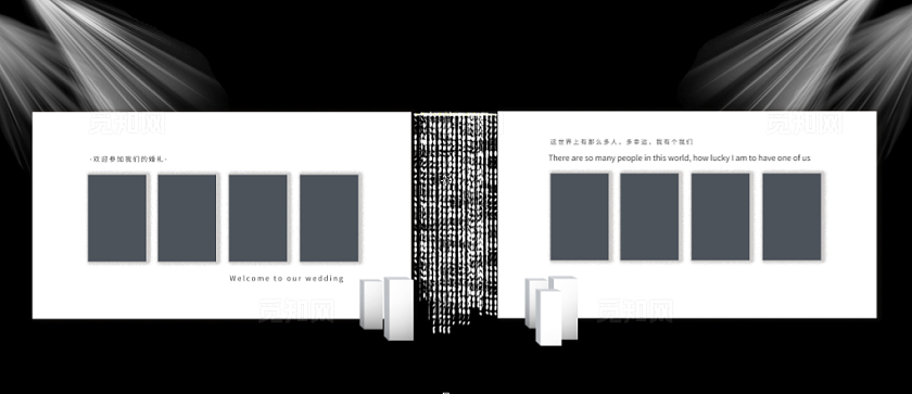 白色韩式婚礼照片墙效果图