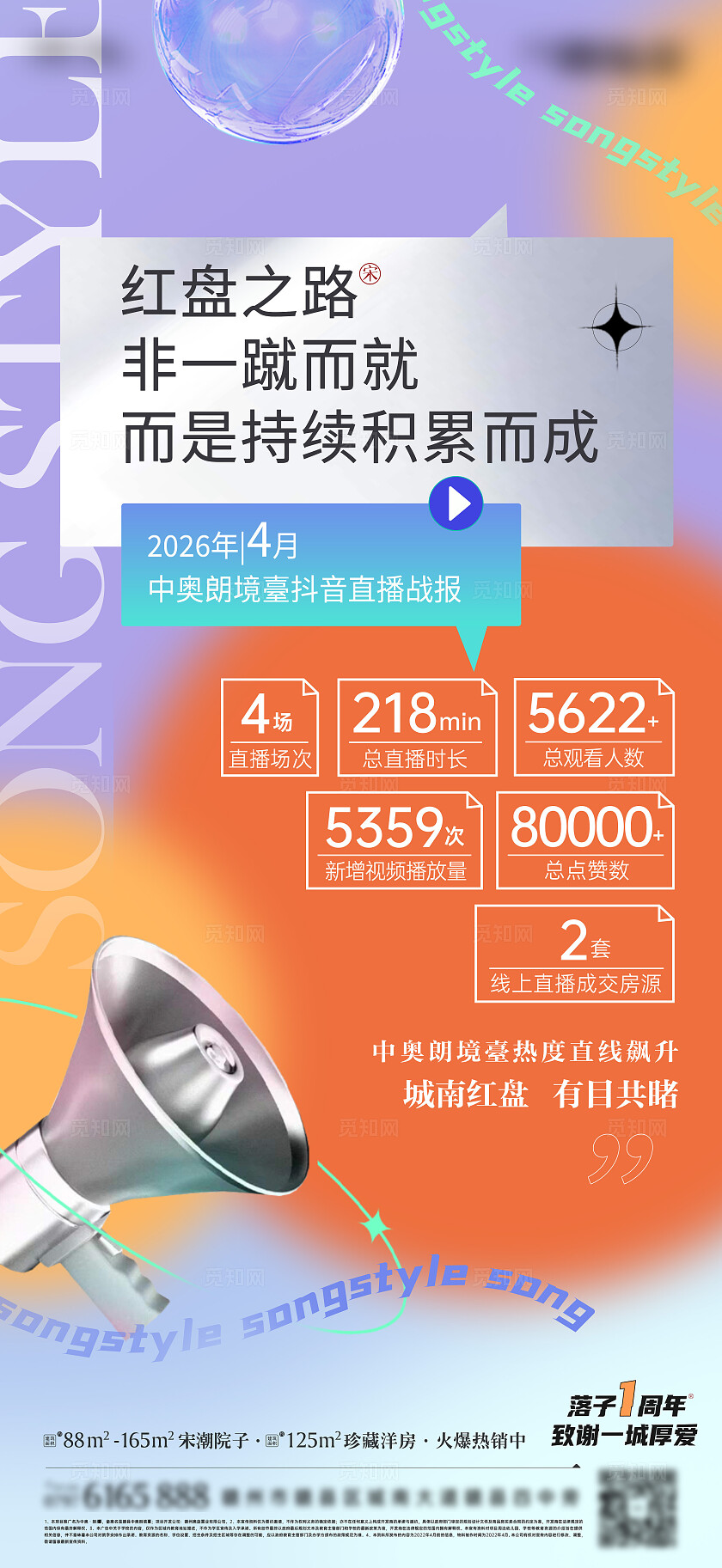 紫色橙色房地产红盘之路直播数据战报