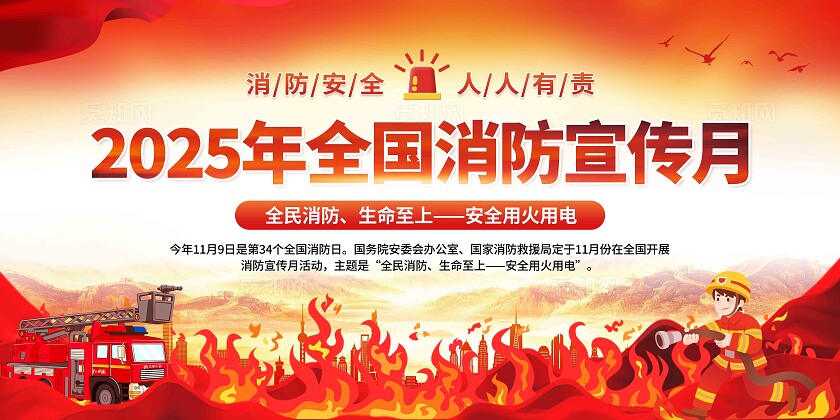 2025年全国消防宣传月展板