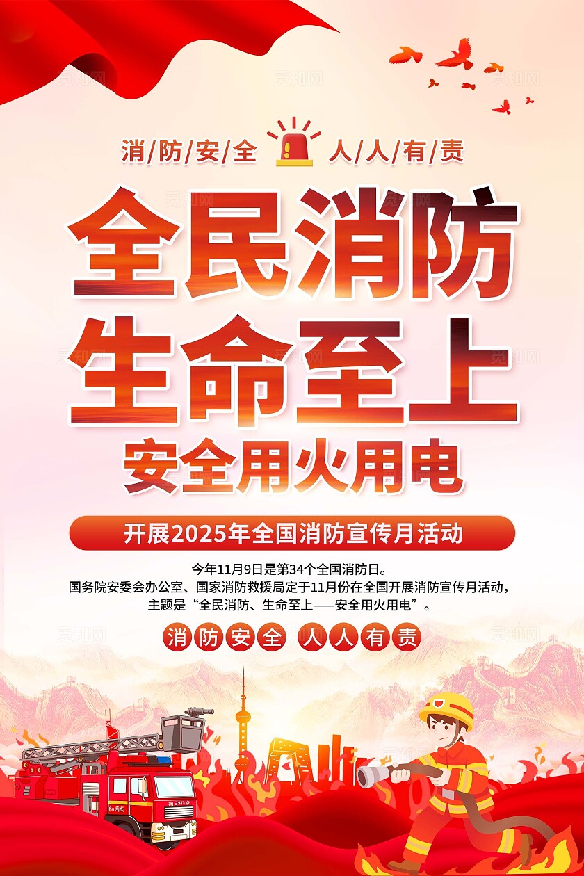 2025年全国消防宣传月海报