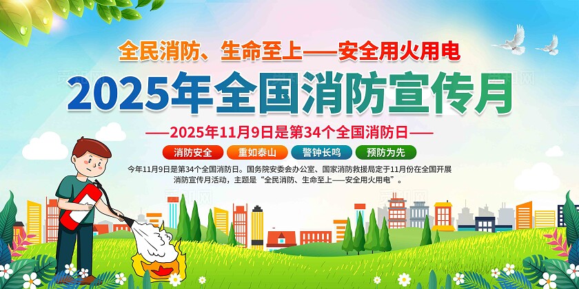 2025年全国消防宣传月展板