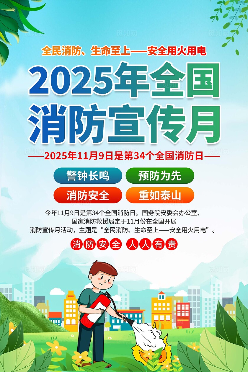 2025年全国消防宣传月海报