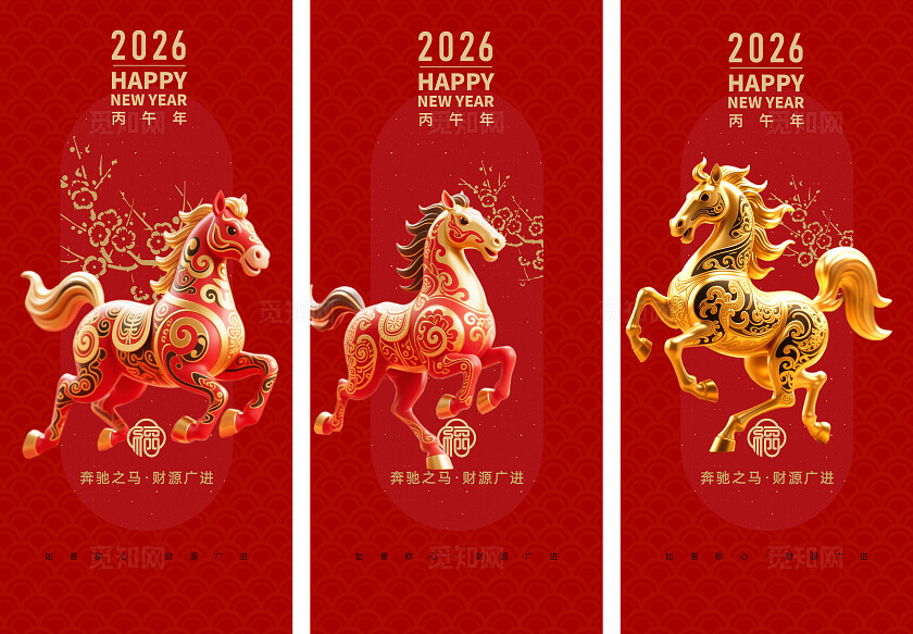 2026红色喜庆马年海报
