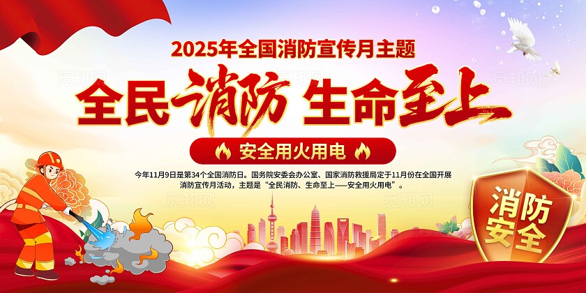 2025年全国消防宣传月展板