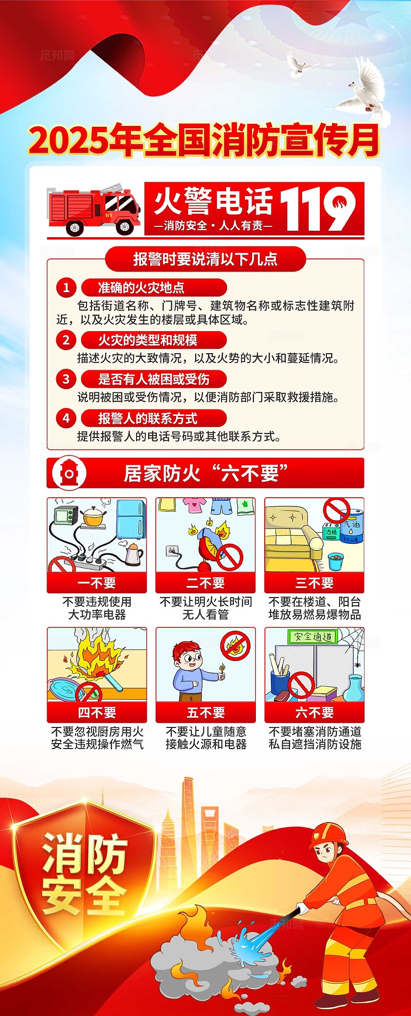 2025年全国消防宣传月易拉宝