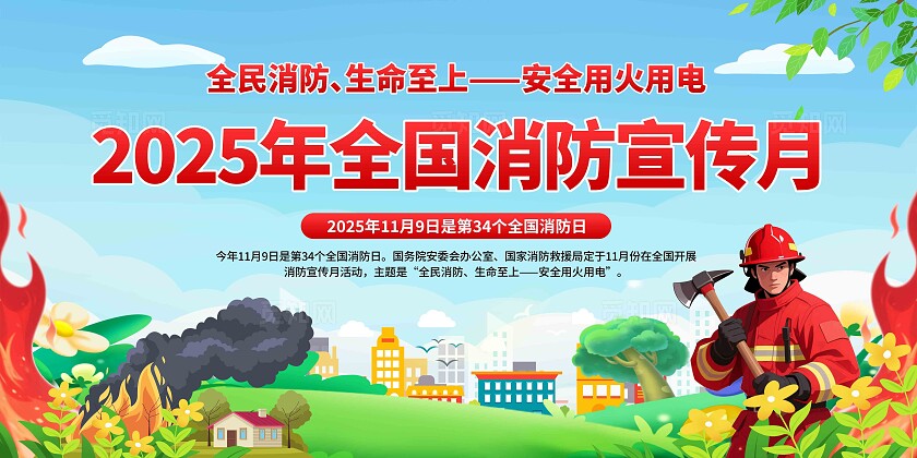 2025年全国消防宣传月展板